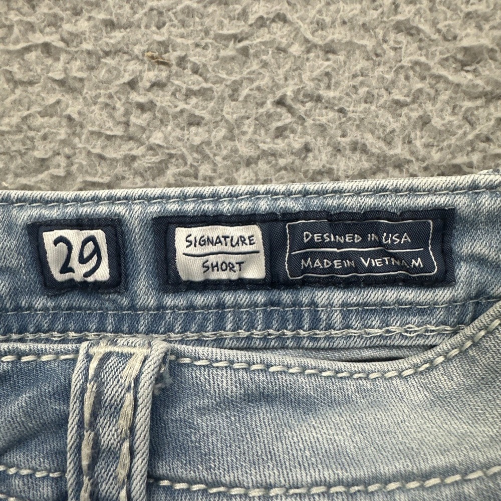Miss Me Y2K Low Rise Signature Denim Jean Shorts Crochet Boho Festival Women 29 - Picture 3 of 8